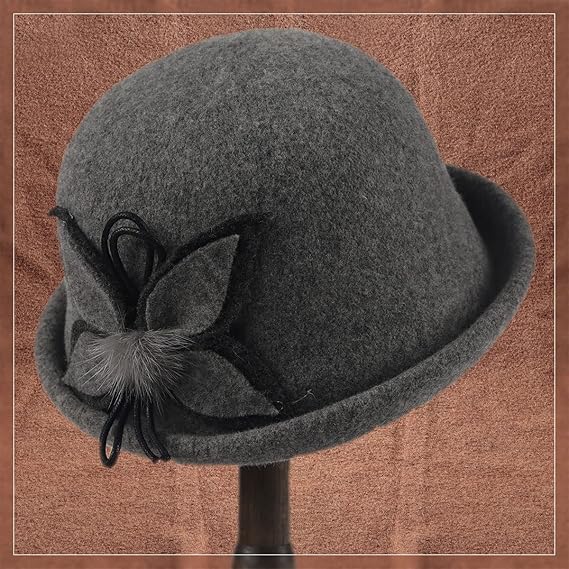 Women Winter Hat - Vintage Wool Cloche Bucket Hat